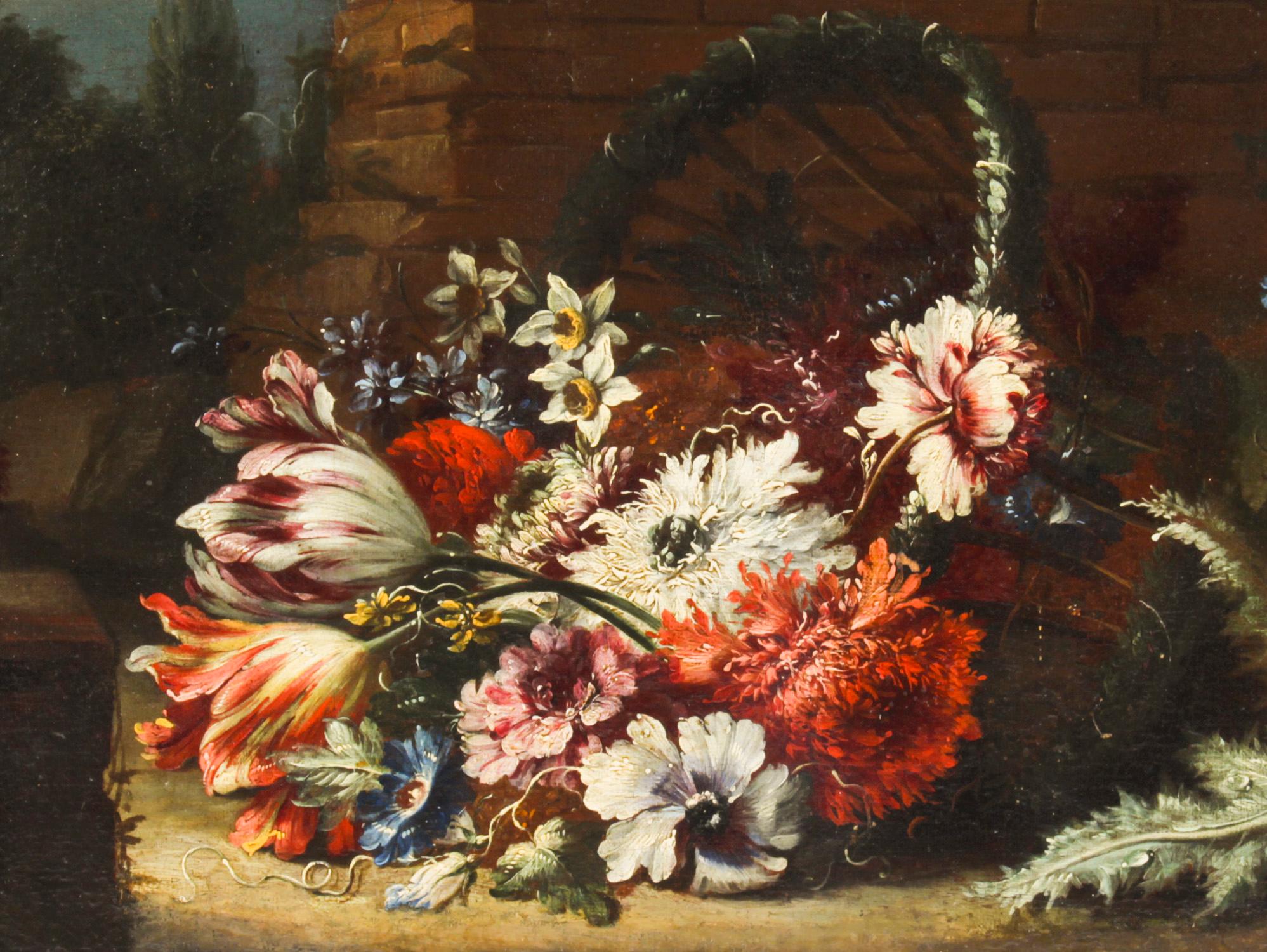 Antique Dutch School Floral Still Life Oil Painting Framed Late 18th C In Good Condition For Sale In London, GB