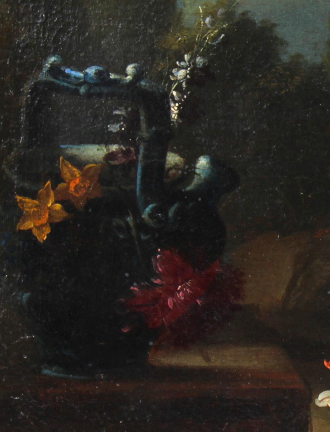 Antikes geblümtes Stillleben der niederländischen Schule, Ölgemälde, gerahmt, spätes 18. Jahrhundert (Spätes 18. Jahrhundert) im Angebot