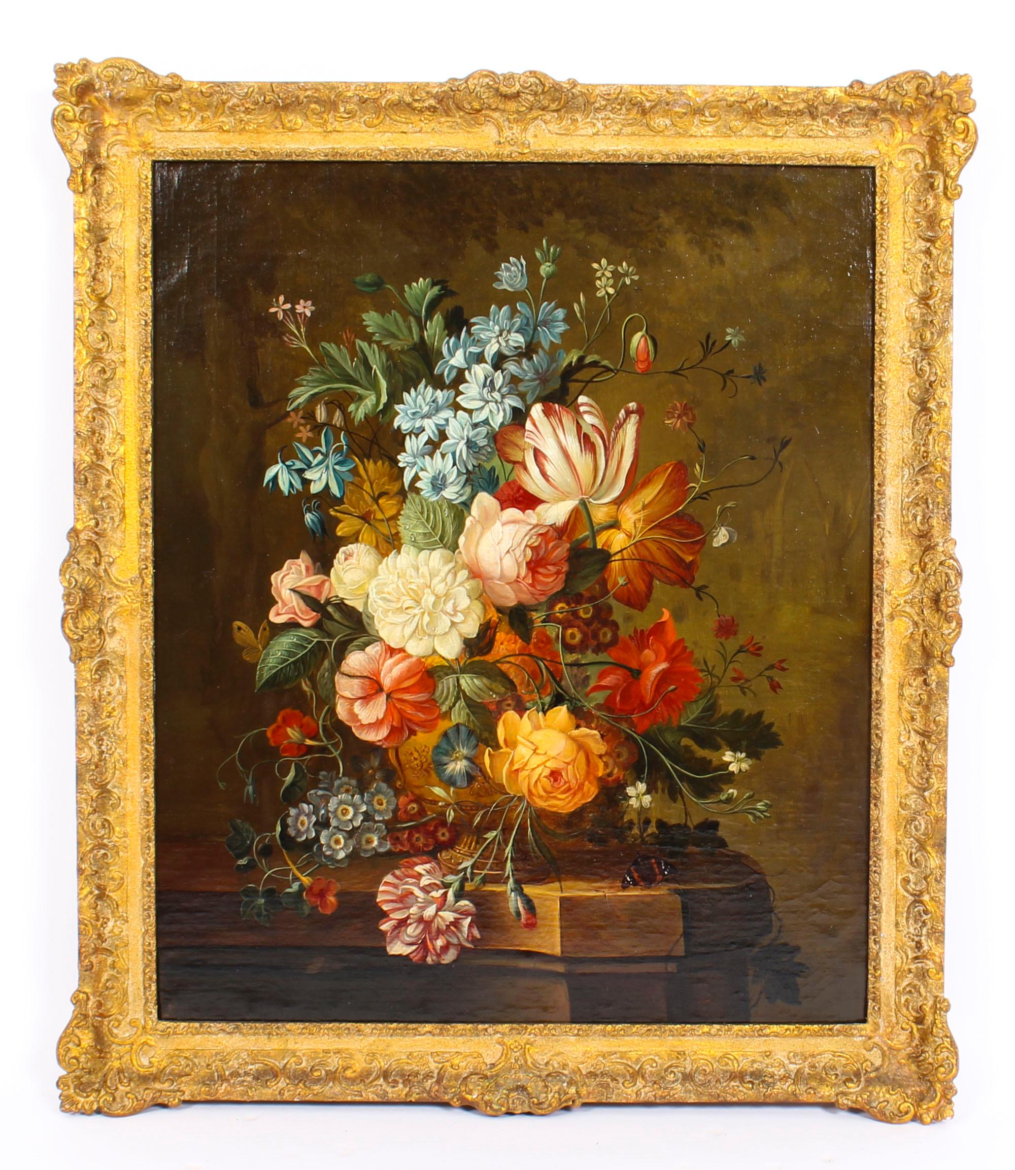 Antique Dutch School Floral Still Life Oil Painting Framed, Late 18th ...