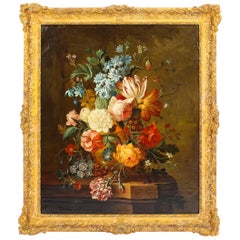 Antique Dutch School Floral Still Life Oil Painting Framed, Late 18th Century