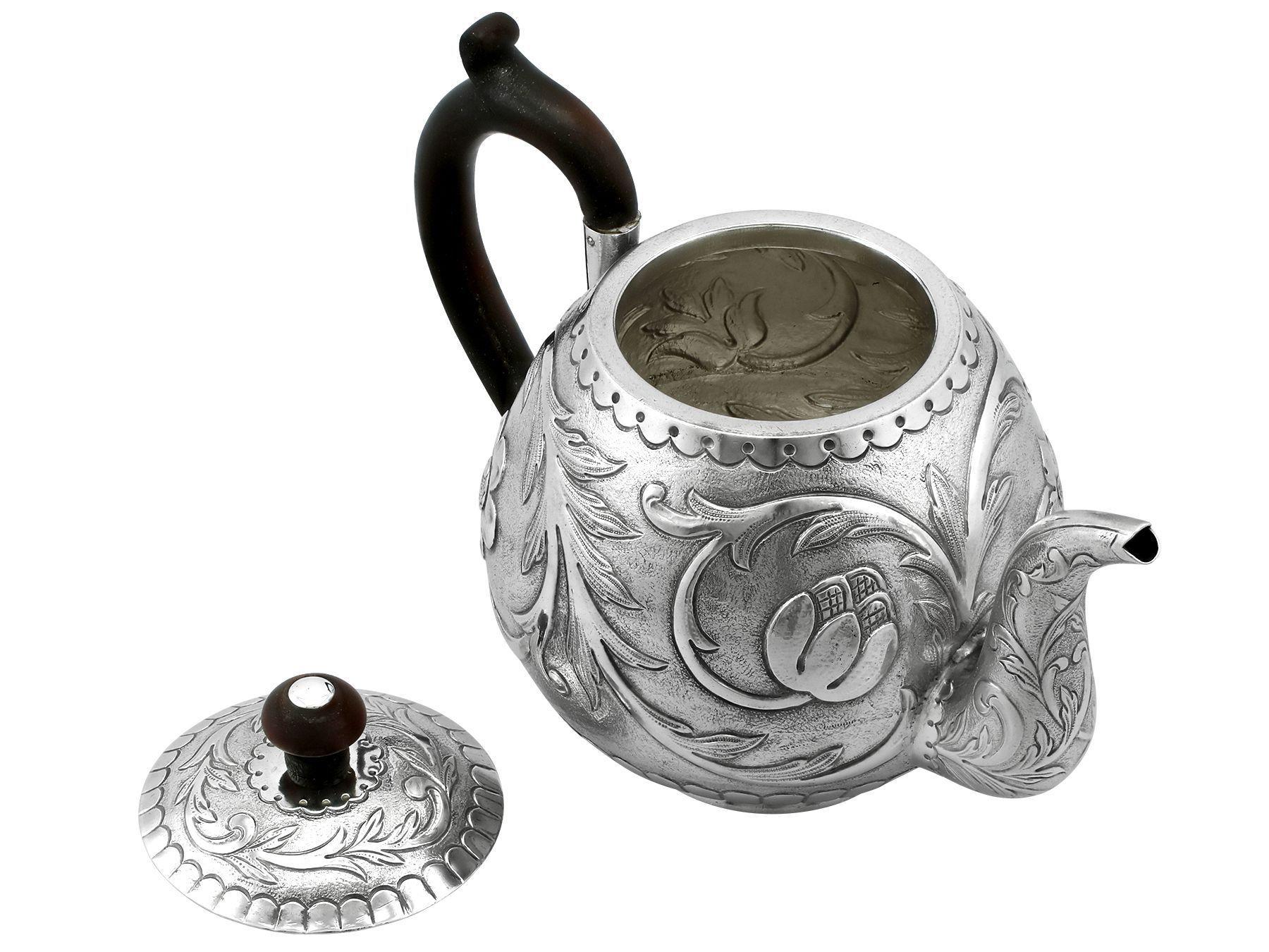 Sterling Silver Antique Dutch Silver Bachelor Teapot, circa 1910 For Sale