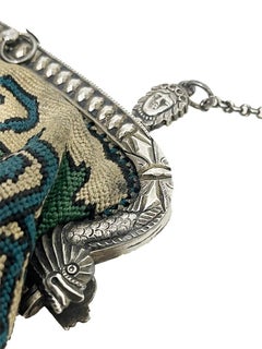 Antique Dutch silver bracket with embroidered sac, 1820