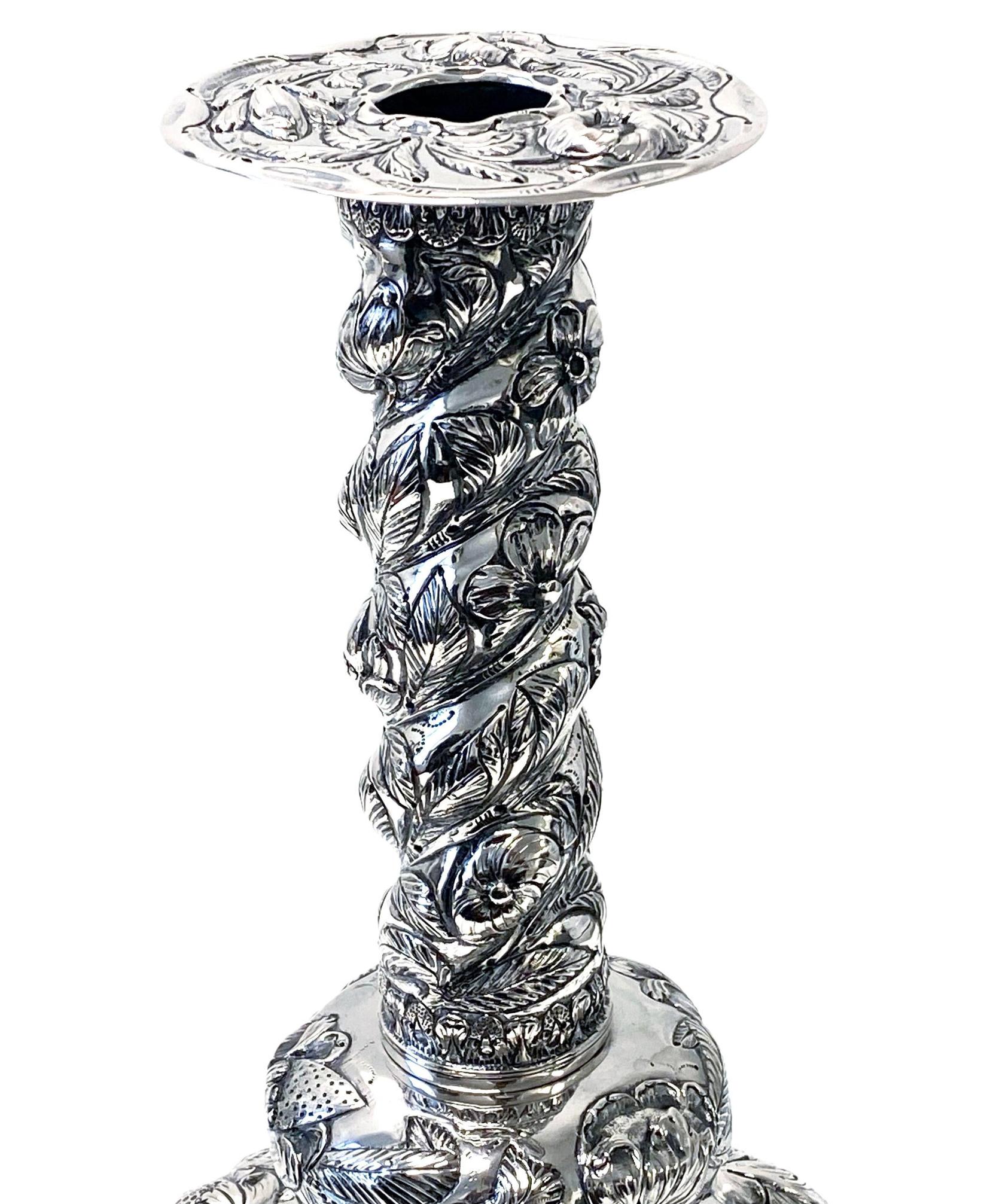 19th Century Antique Dutch Silver Candlesticks of late 17th century style, The Hague C.1840
