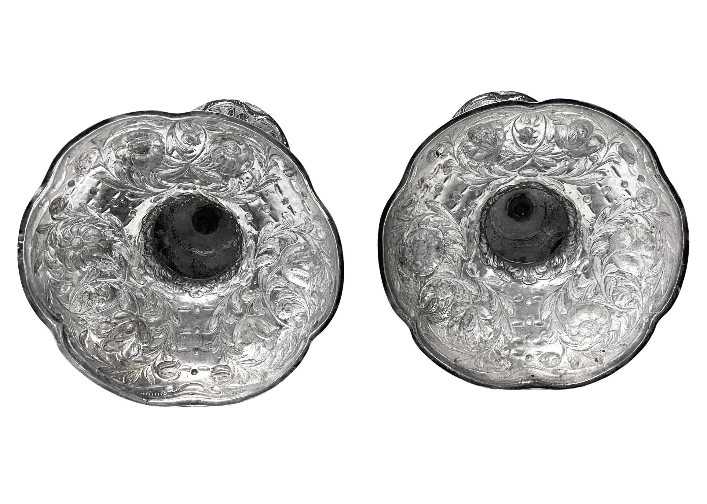 Antique Dutch Silver Candlesticks of late 17th century style, The Hague C.1840 2