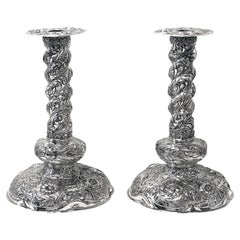 Antique Dutch Silver Candlesticks of late 17th century style, The Hague C.1840