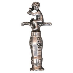 Sacacorchos holandés antiguo de plata