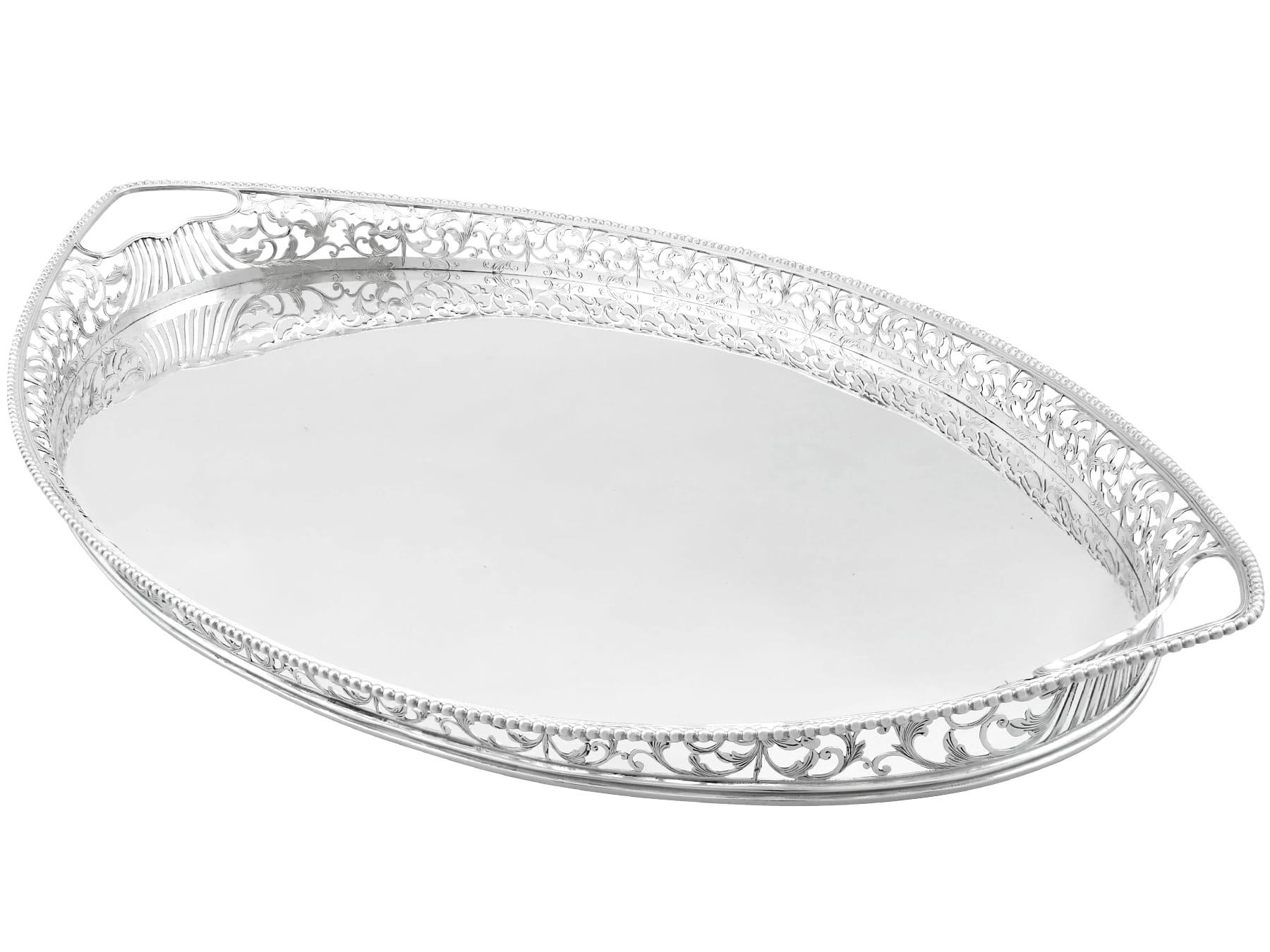 19th Century Antique Dutch Silver Gallery Tea Tray For Sale