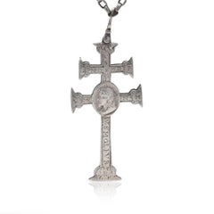 Antique Dutch Silver Gothic Crucifix Pendant & Chain, Chester 1909