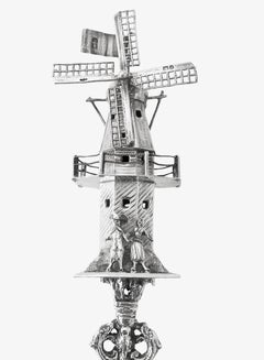 Antique Dutch Silver large Windmill figural Spoon