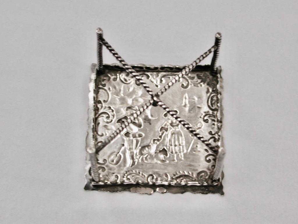 Victorian Antique Dutch Silver Miniature Table Overmarked London 1900 Isaac Manheim For Sale