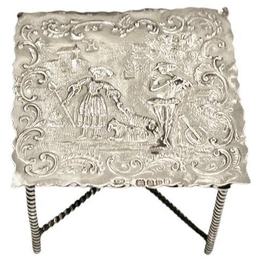 Antique Dutch Silver Miniature Table Overmarked London 1900 Isaac Manheim