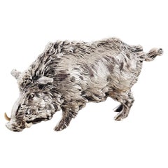 Antique Dutch Silver Model of a Boar / Wild Pig Figurine Netherlands c. 1900