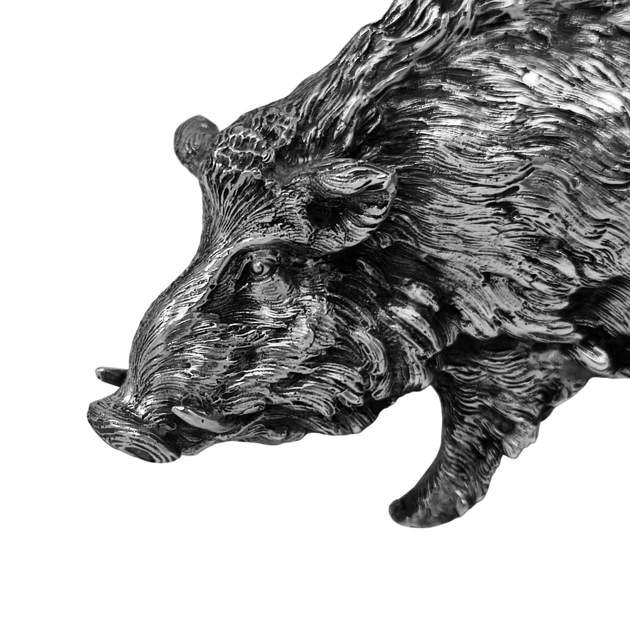 Olandese Antico modello olandese in argento di un cinghiale / maiale selvatico Figurina Paesi Bassi c. 1910 in vendita