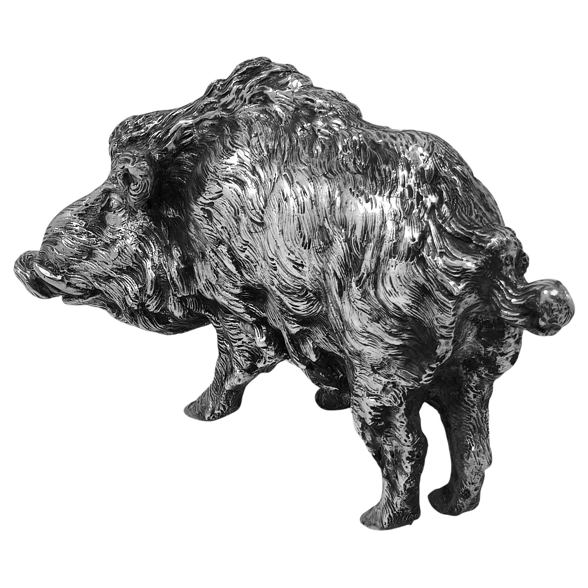 Argento Antico modello olandese in argento di un cinghiale / maiale selvatico Figurina Paesi Bassi c. 1910 in vendita