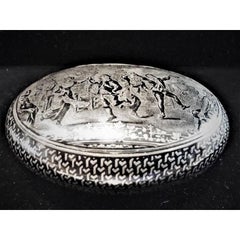 Antique Dutch Silver Niello Oval Snuff Box, circa 1825