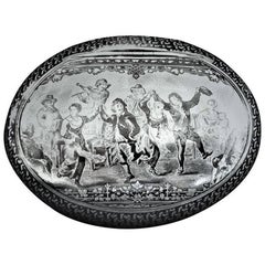 Antique Dutch Silver Niello Oval Snuff Box, circa 1825