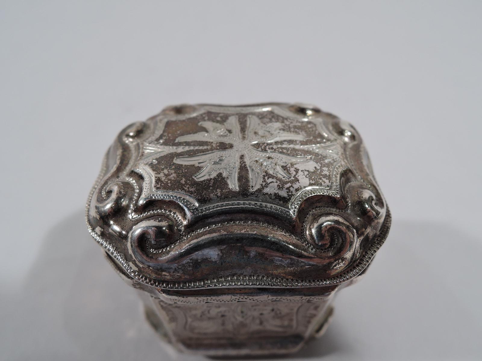 Late 19th Century Antique Dutch Silver Peppermint Box, 1879