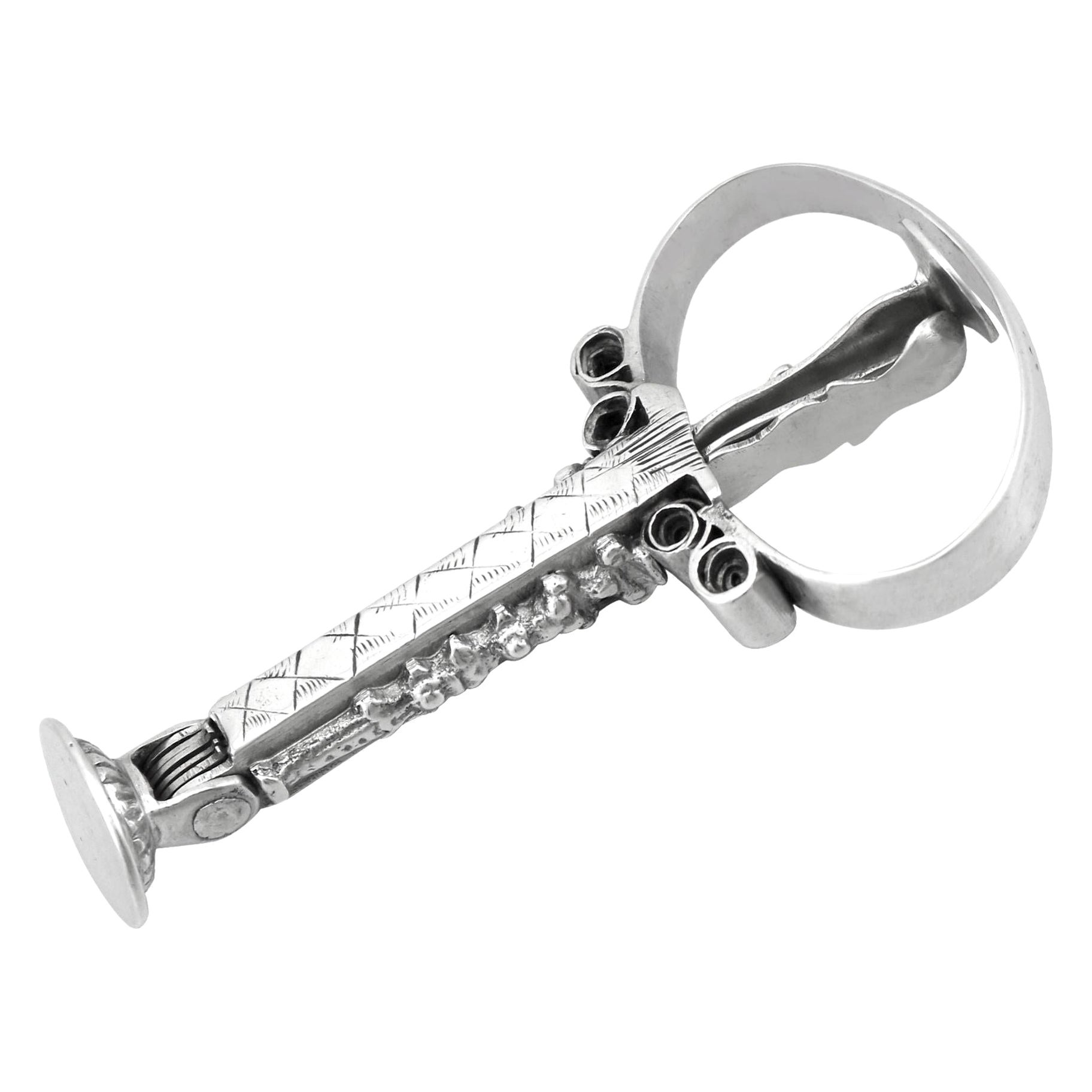 Herramienta de plata holandesa antigua / Rascador de lengüeta