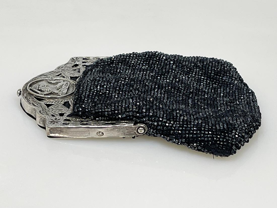 Antique Dutch Silver Purse Mount beaded bag by Ringenoldus, ca 1830 For Sale 4
