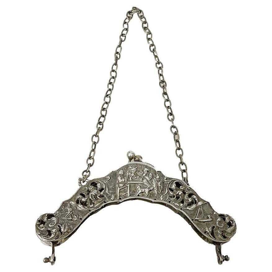 Antiguo monedero holandés de plata de van der Ree, Schoonhoven, fechado en 1921