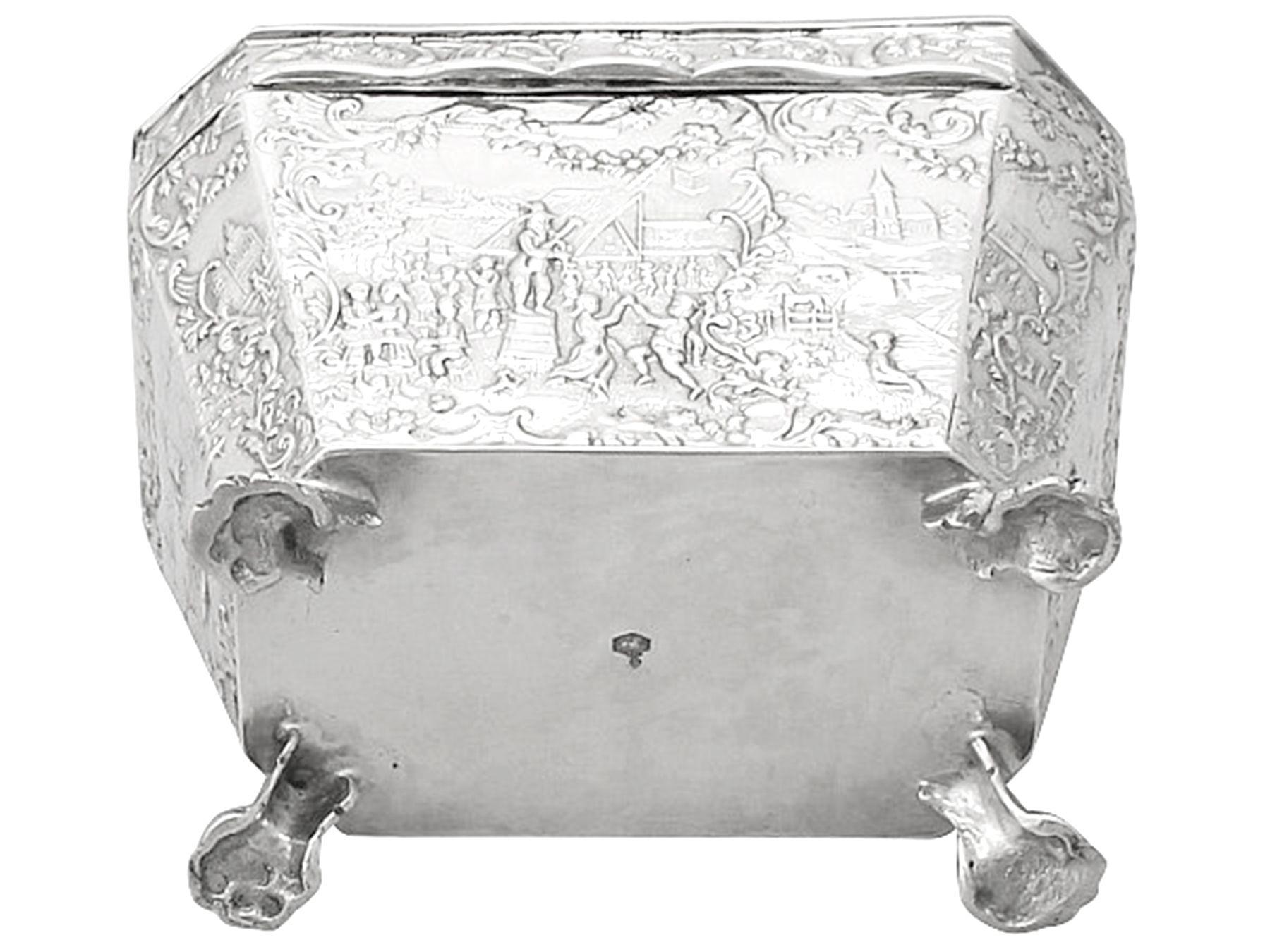Antike niederländische Teedose aus Silber im Angebot 6