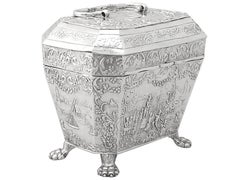 Caja de té de plata holandesa antigua