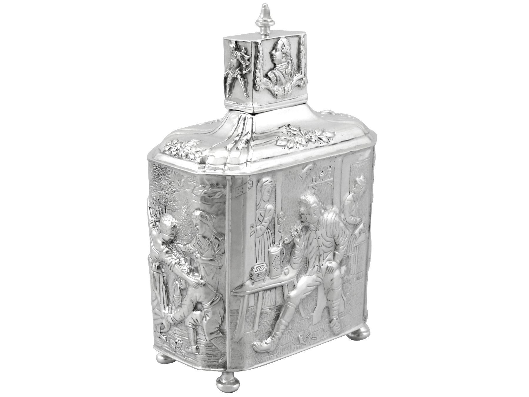 Antique Dutch Silver Tea Caddy In Excellent Condition For Sale In Jesmond, Newcastle Upon Tyne