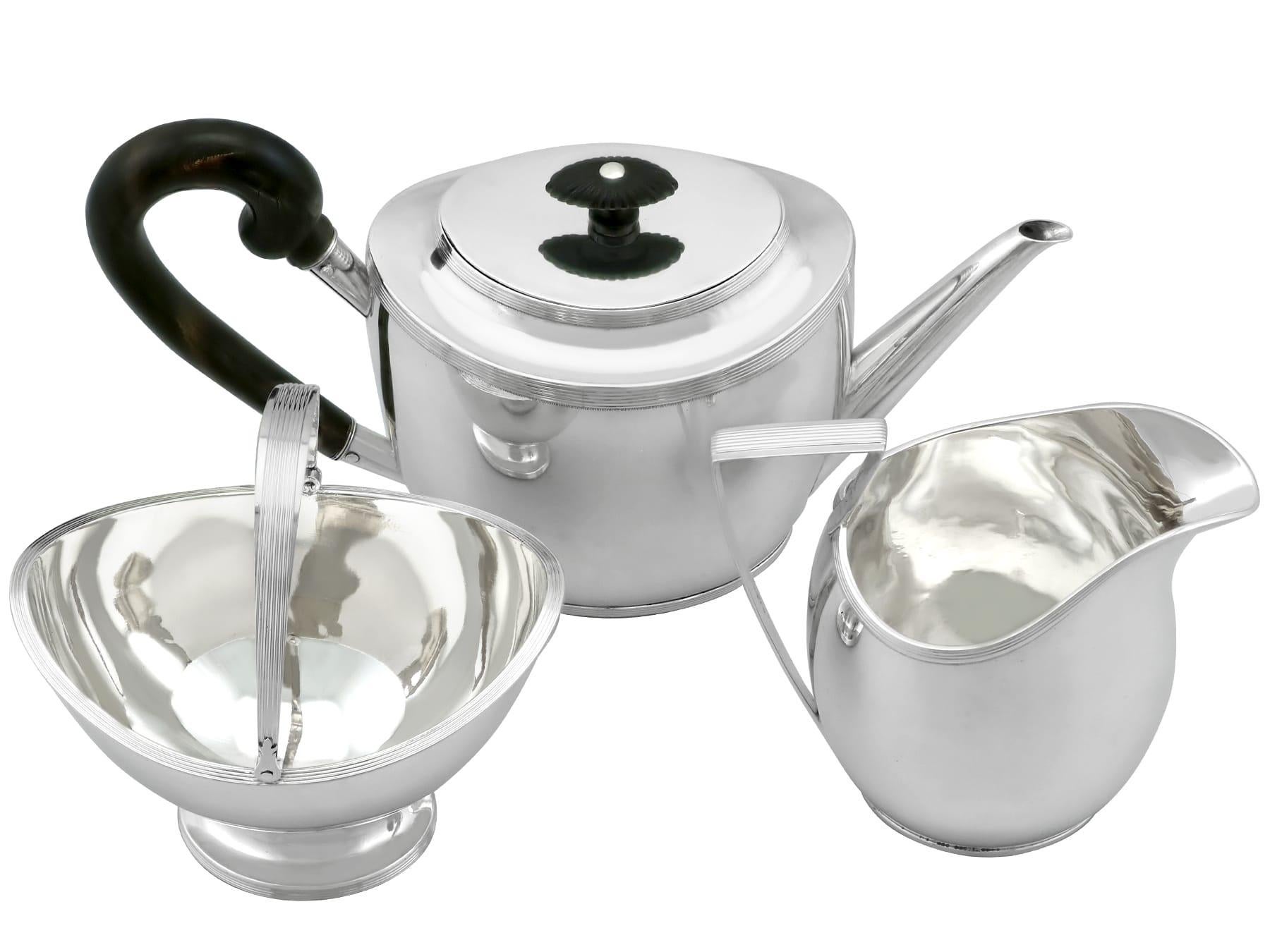 An exceptional, fine and impressive antique Dutch silver three piece tea service; part of our silver teaware collection

This exceptional antique Dutch silver tea set consists of a teapot, cream jug and sugar basket.

Each piece of this antique