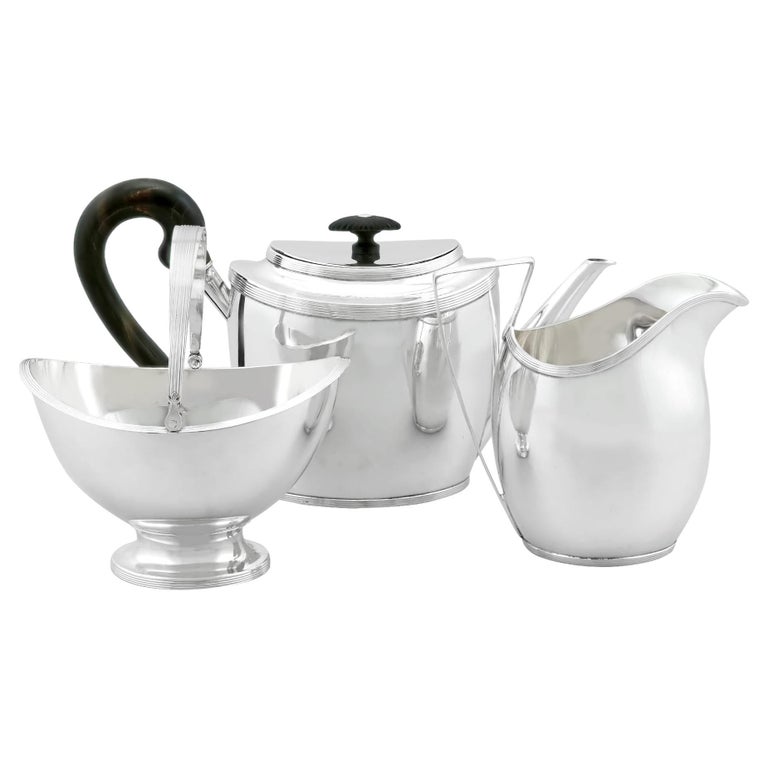 Antique Dutch Silver Three Piece Tea Service For Sale at 1stDibs