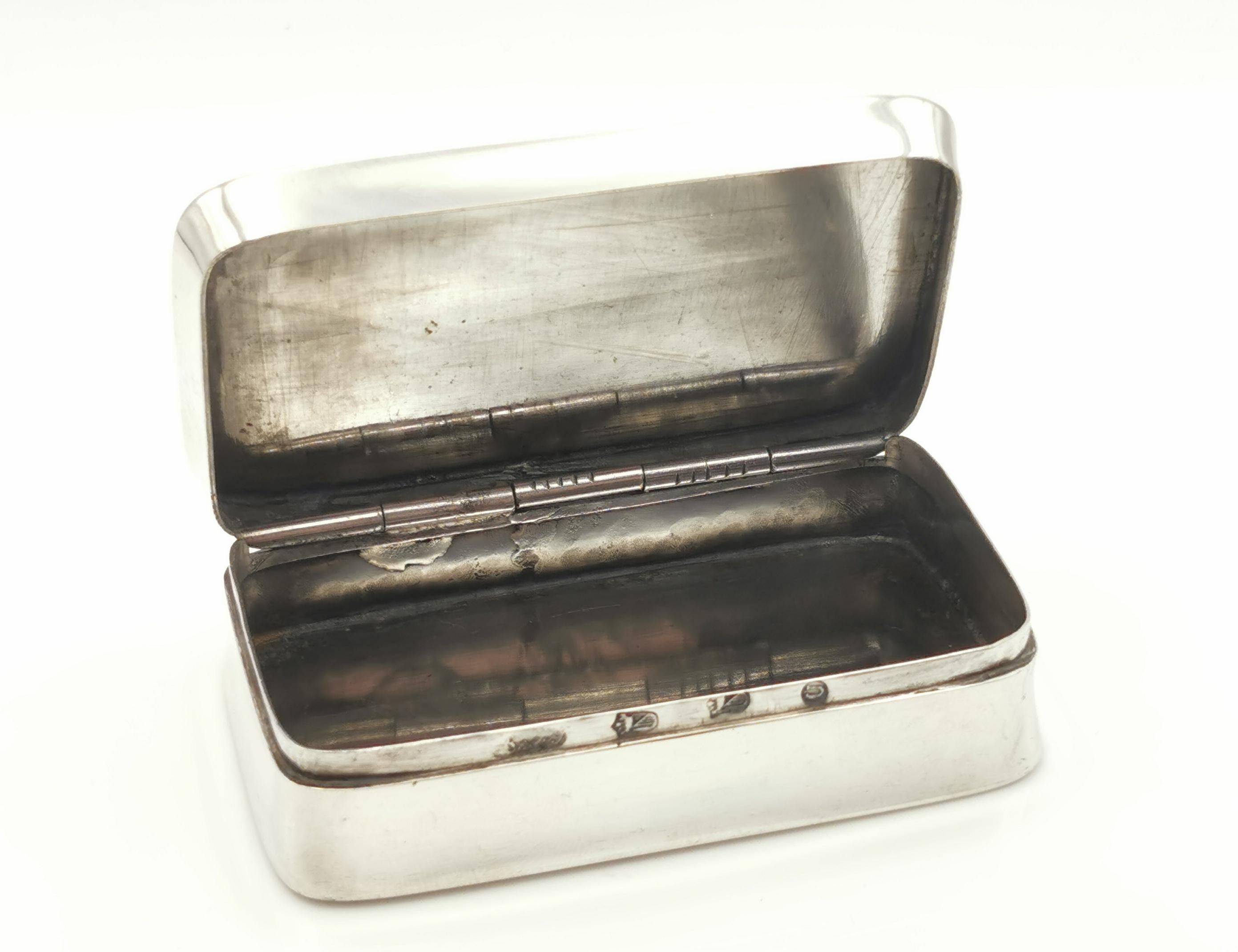 Antike niederländische Silber-Tabakdose, Schnupftabakdose, 19. Jahrhundert  1