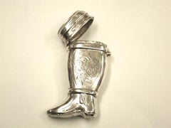Antique Dutch Silver Vesta Case in the Shape of an Officers Boot, circa 1870
