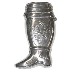 Ancien étui à gilet en argent néerlandais en forme de bottes d'officiers, vers 1870