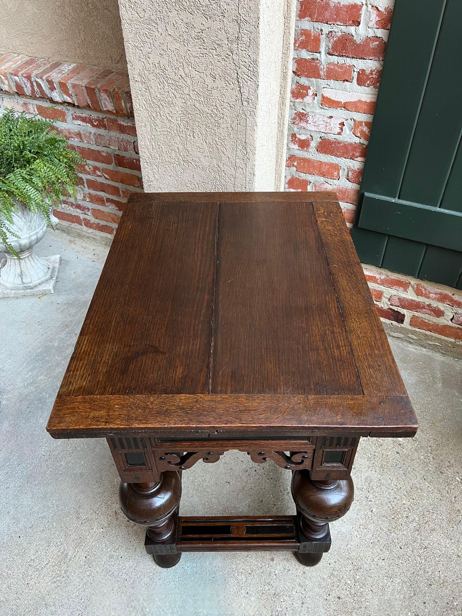 Antique Dutch Sofa Side Table Carved Oak Bulbous Leg Baroque Ebonized Danish For Sale 5