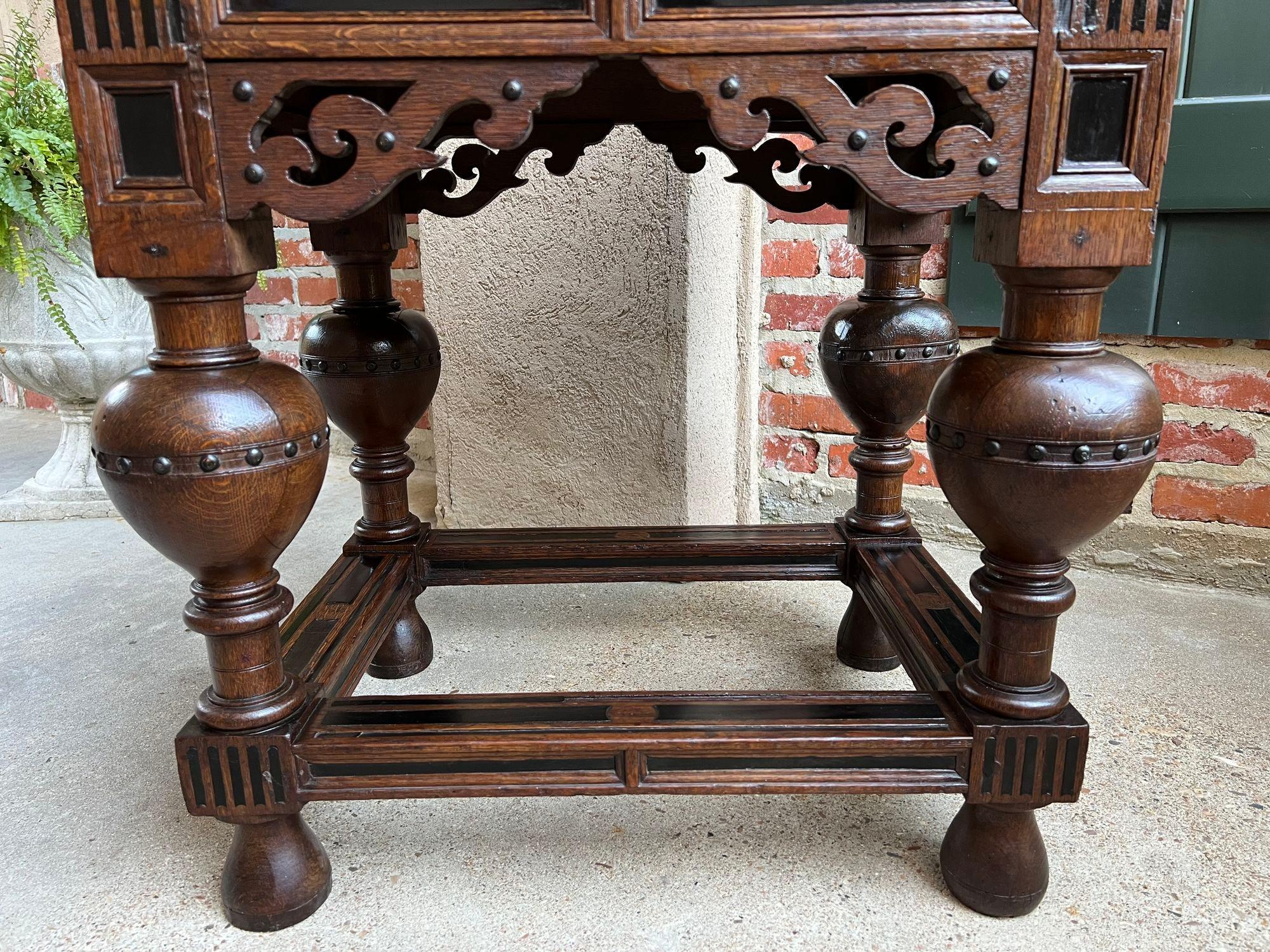 Antique Dutch Sofa Side Table Carved Oak Bulbous Leg Baroque Ebonized Danish For Sale 13