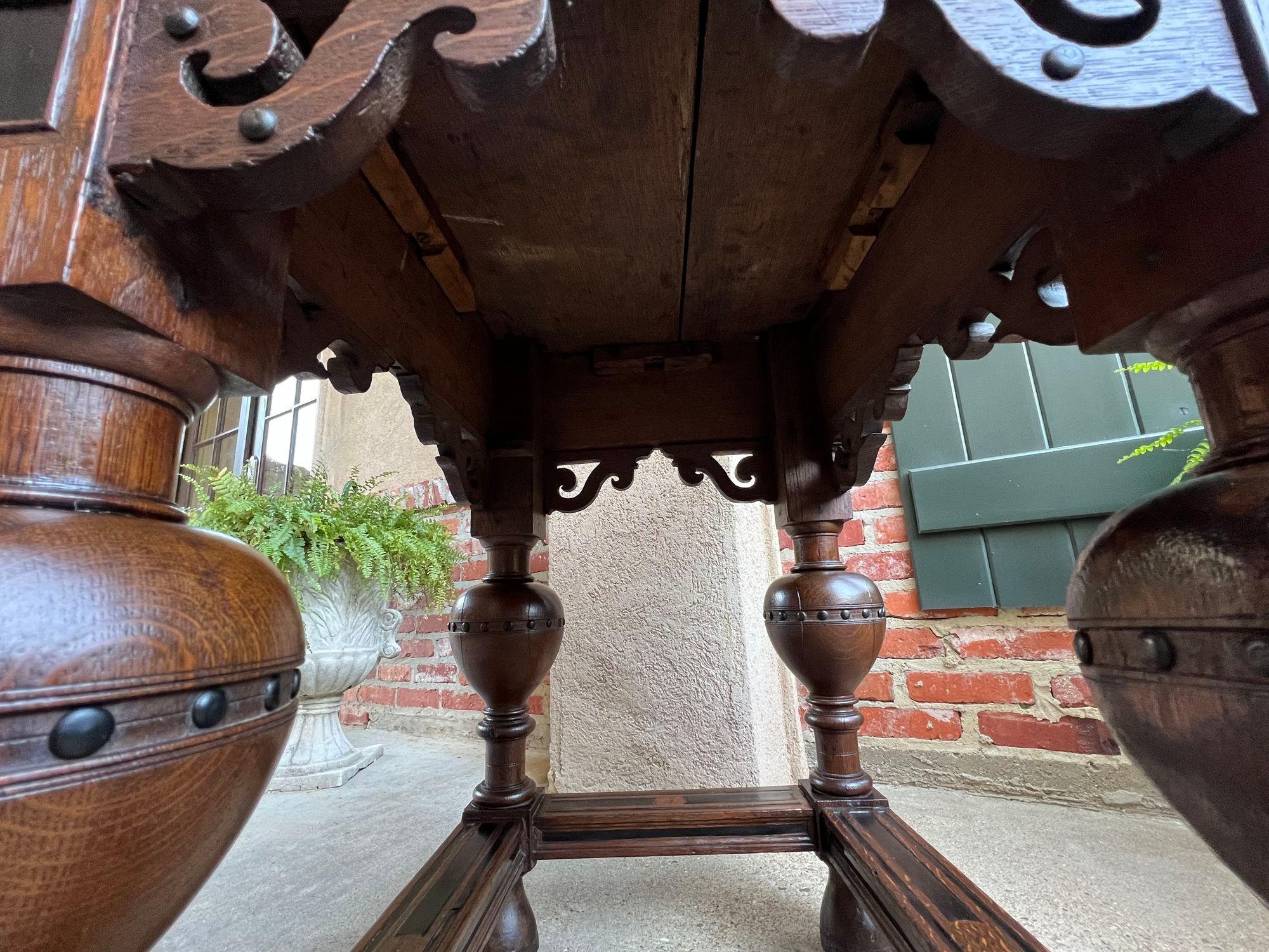 Antique Dutch Sofa Side Table Carved Oak Bulbous Leg Baroque Ebonized Danish For Sale 15