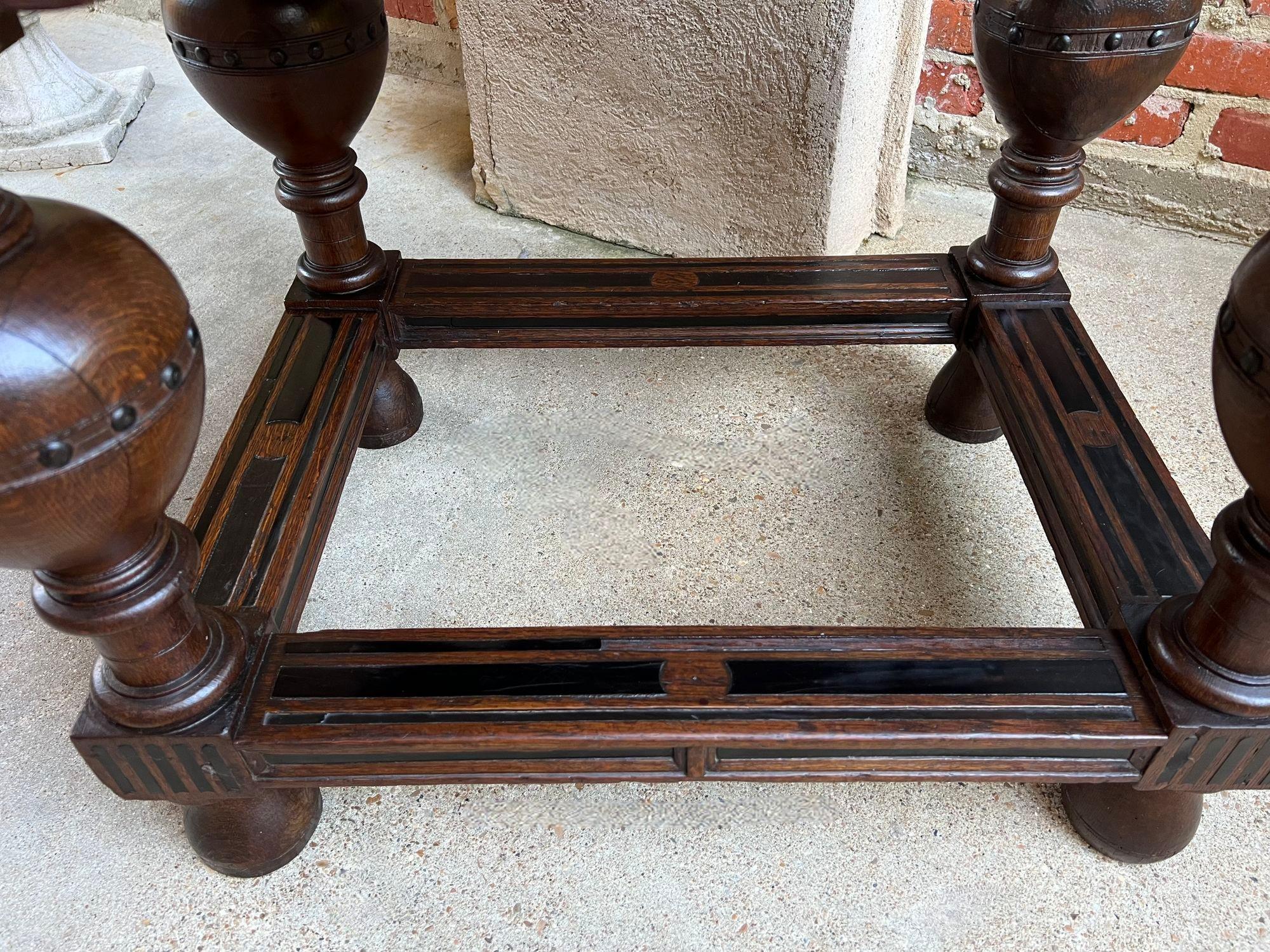 Antique Dutch Sofa Side Table Carved Oak Bulbous Leg Baroque Ebonized Danish For Sale 3