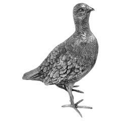 Antico modello olandese in argento massiccio di uccello gallo cedrone, 1920 ca.