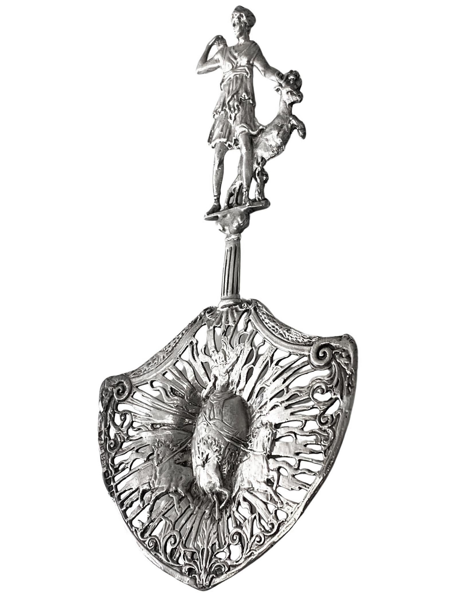 Antigua cuchara holandesa de plata de ley grande y perforada para conservas 1899 Holandés en venta