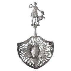 Antigua cuchara holandesa de plata de ley grande y perforada para conservas 1899