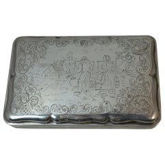 Antique Dutch Sterling Silver Oversized Table Snuff Box