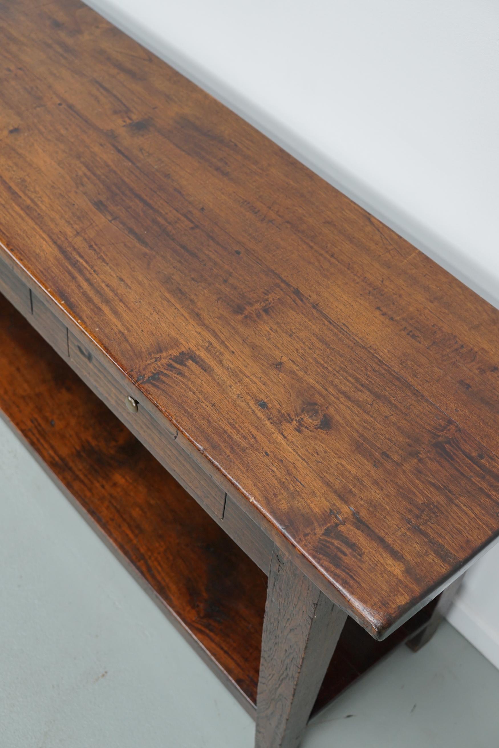 Table d'appoint hollandaise ancienne en teck / Oak Coloni rustique en vente 10
