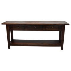 Mesa auxiliar antigua de teca holandesa / roble rústico colonial de granja