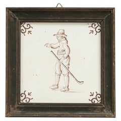 Vintage Dutch Tile With Golf Scene.