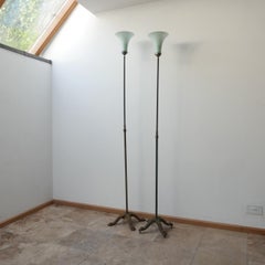 Antique Dutch Uplighter Glass Shade Floor Lamps '2'