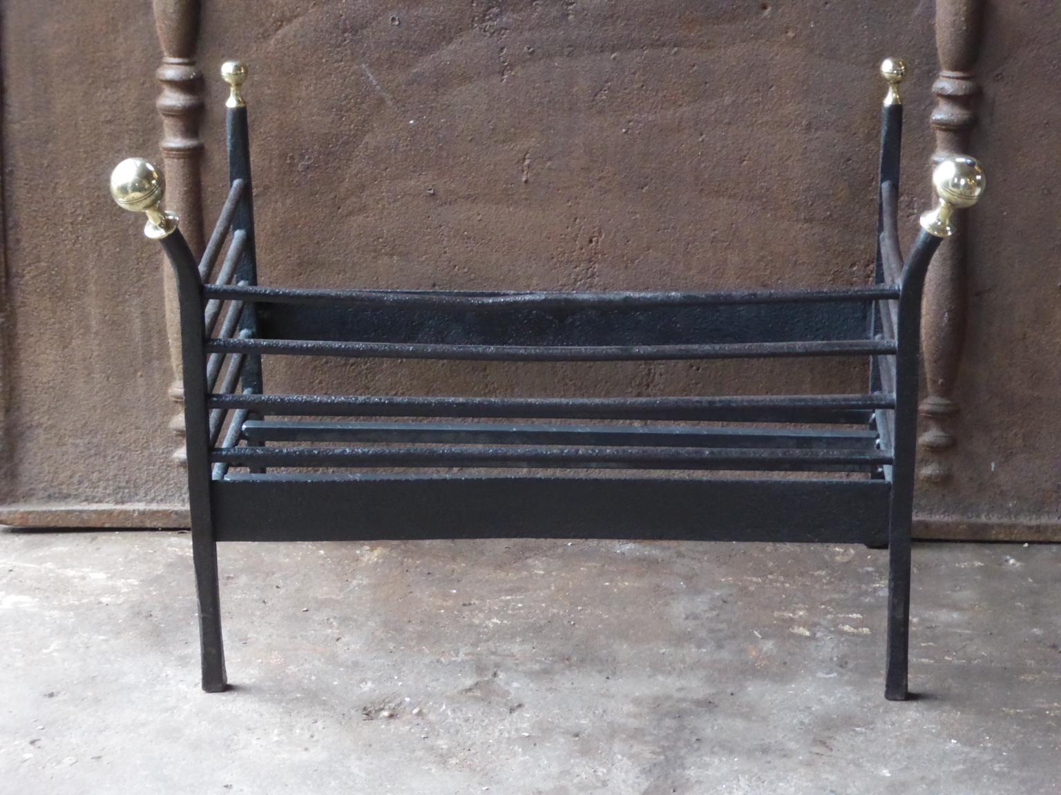 Forged Antique Dutch Victorian Fireplace Grate or Fire Basket, 19th Century For Sale