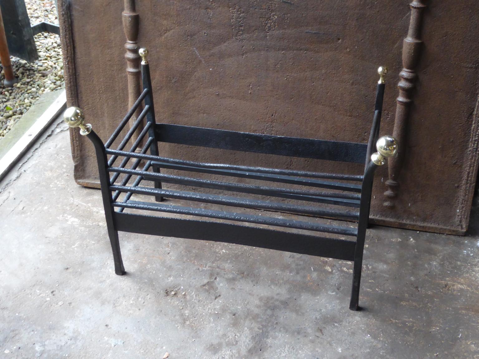 Brass Antique Dutch Victorian Fireplace Grate or Fire Basket, 19th Century For Sale