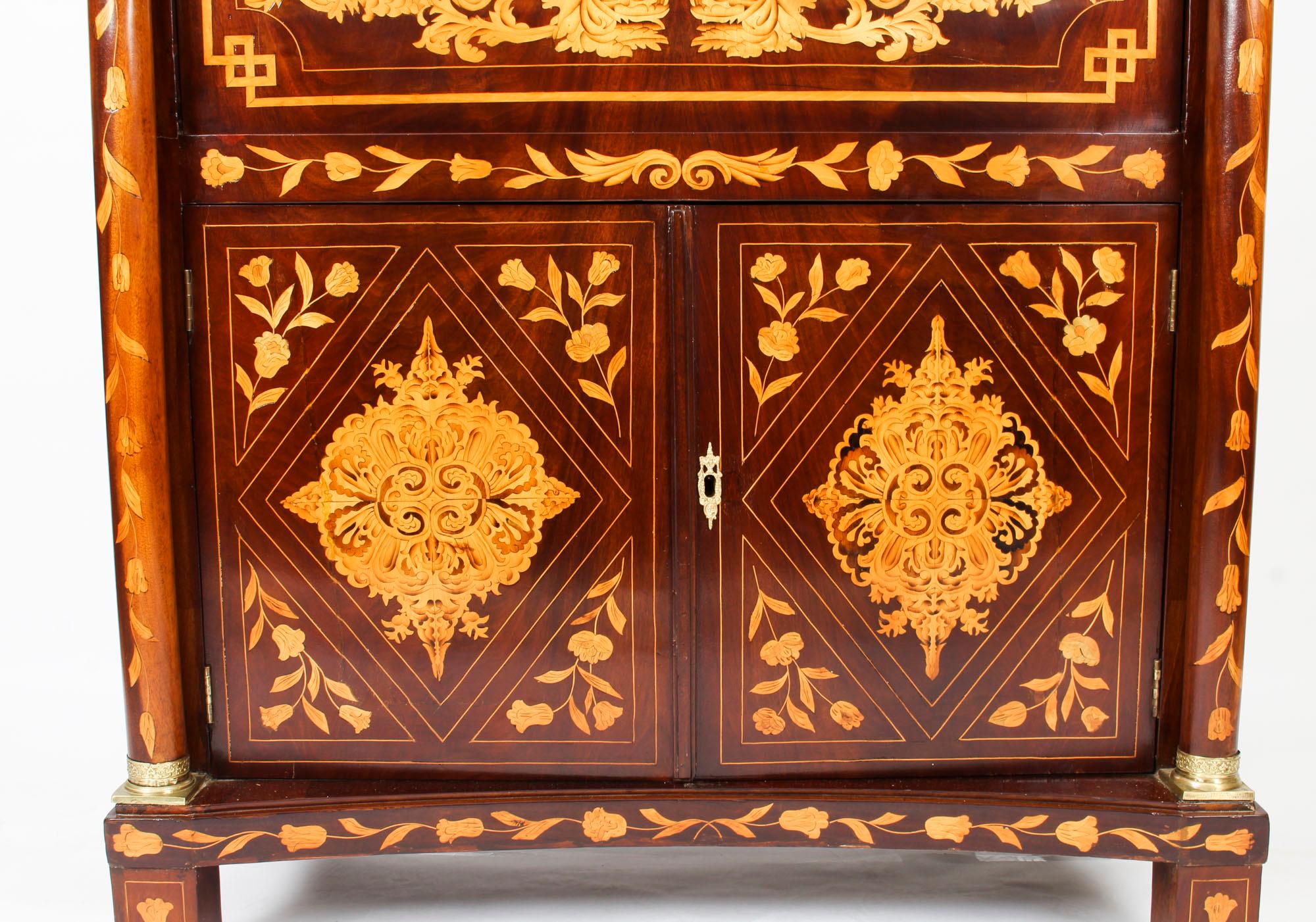 Antique Dutch Walnut Marquetry Secretaire Abattant Chest Late 18th Century In Good Condition In London, GB