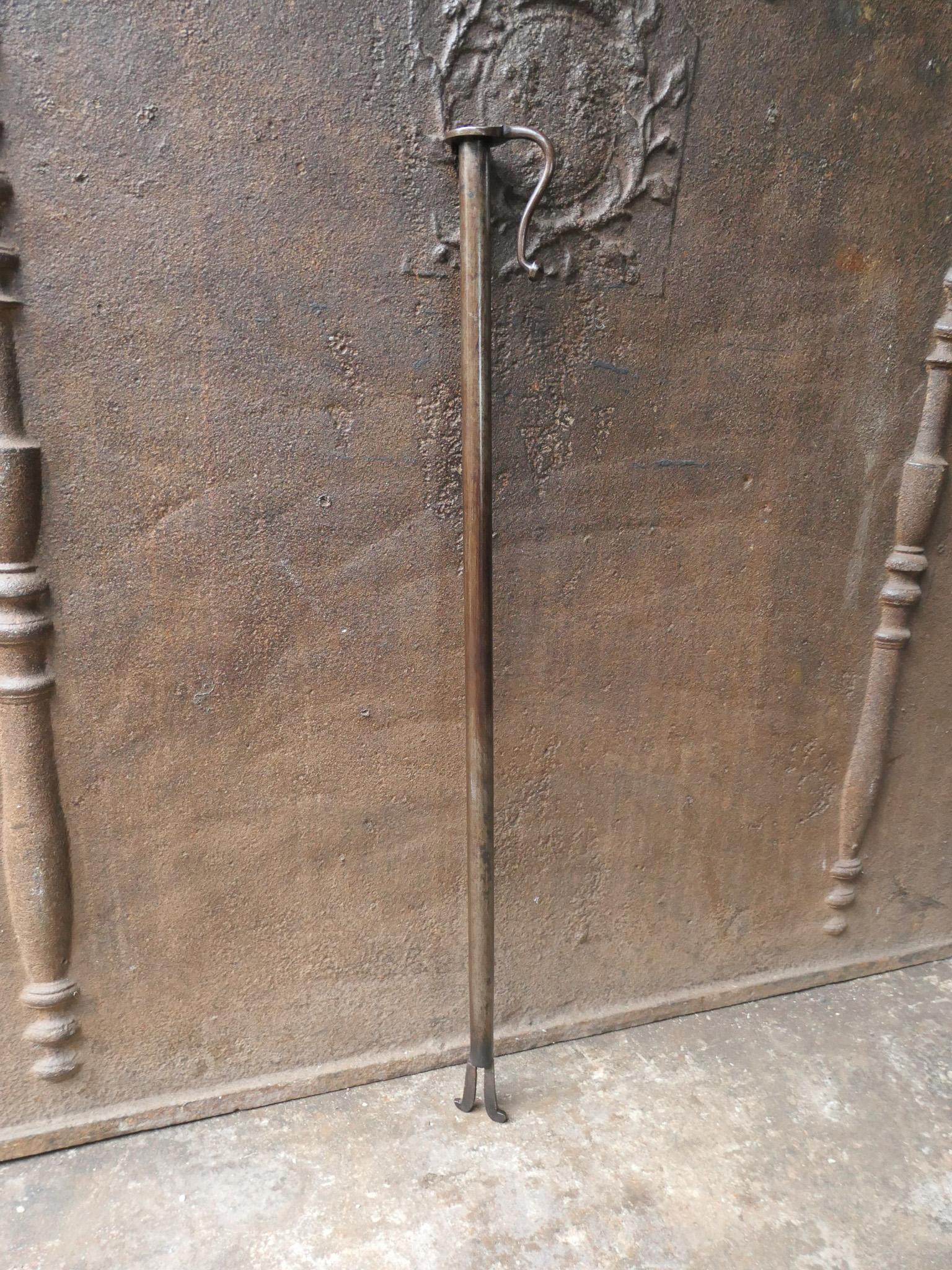 Forged Antique Dutch Wrought Iron Blow Poker, 19th Century For Sale
