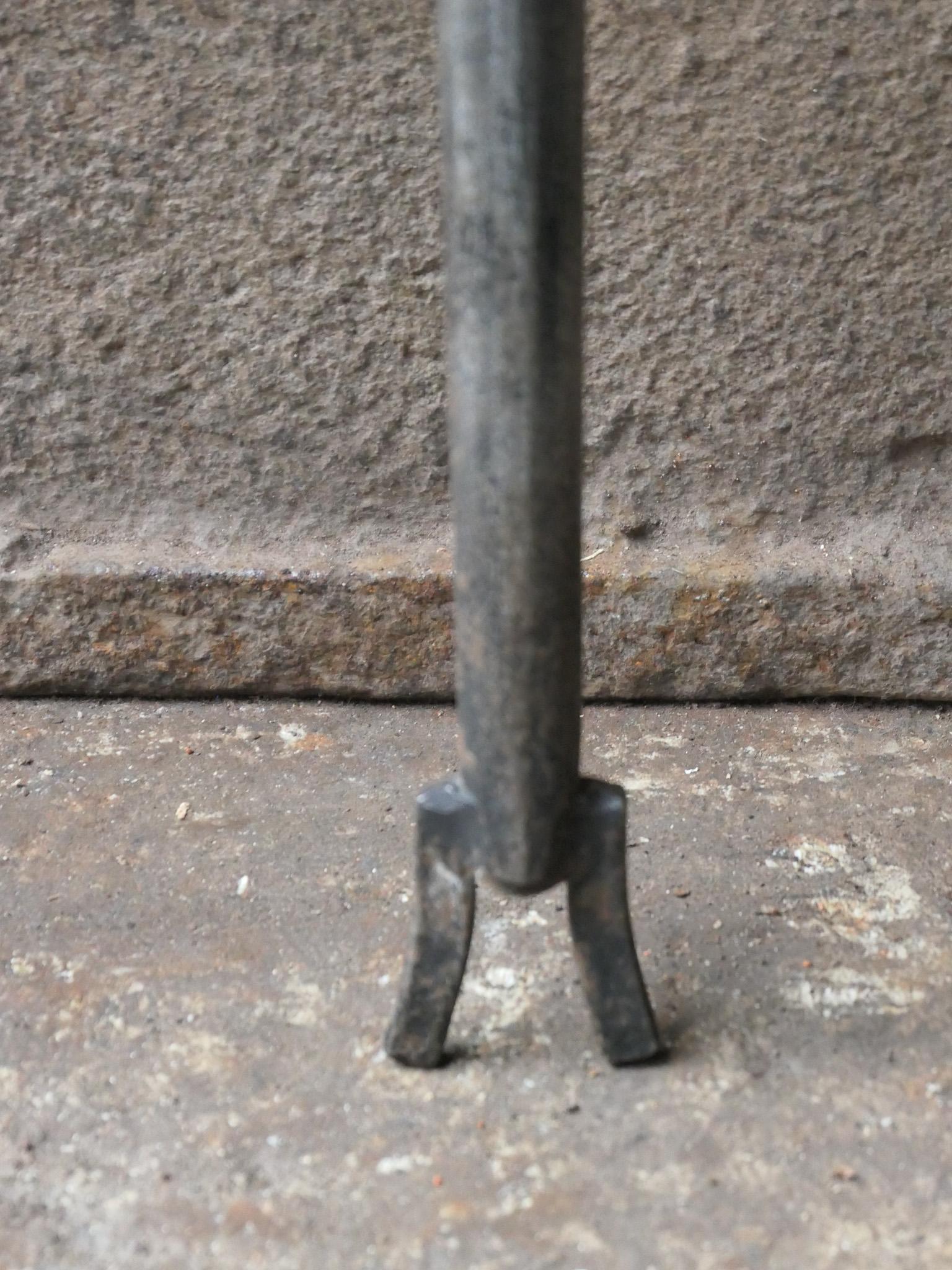 Forged Antique Dutch Wrought Iron Blow Poker, 19th Century