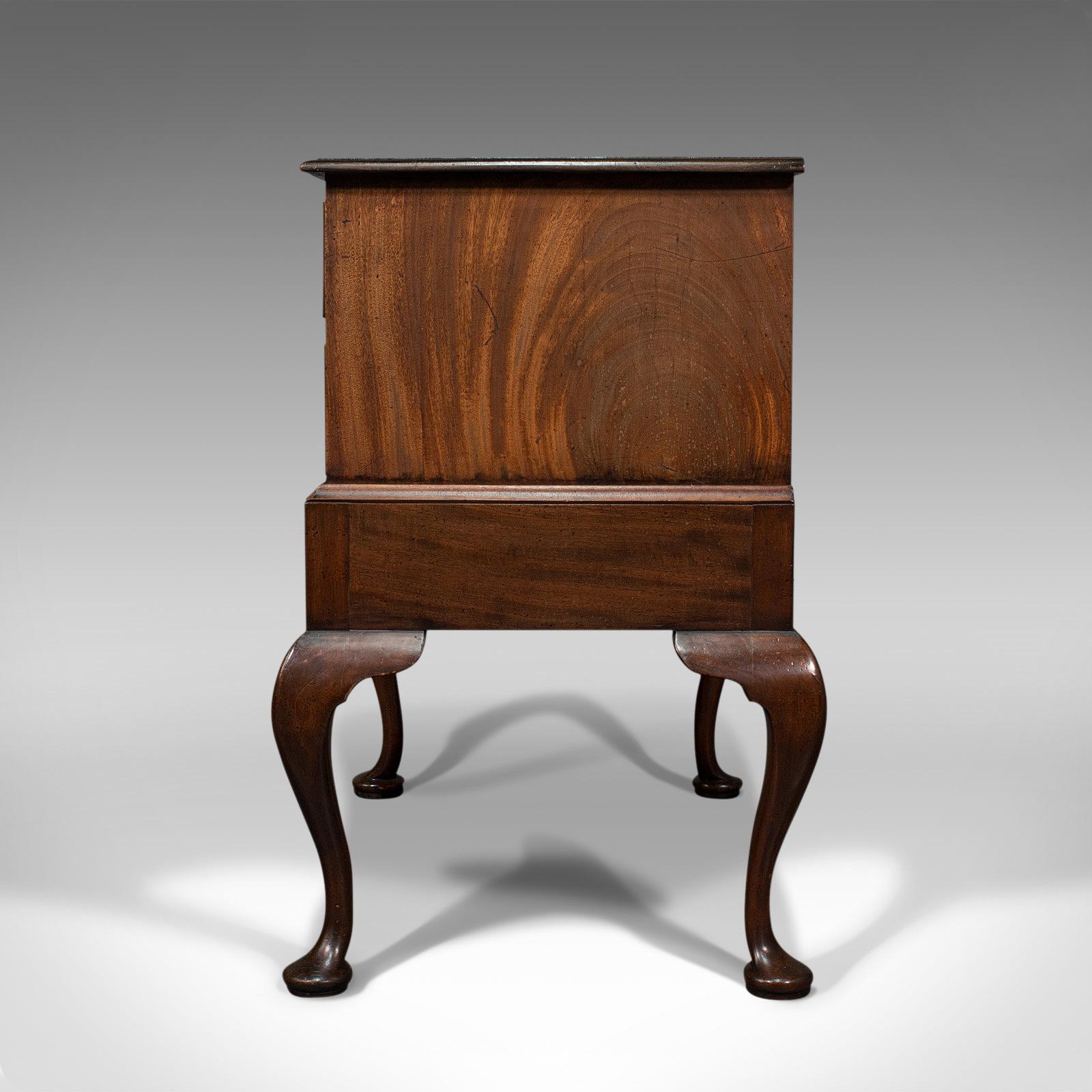 19th Century Antique Dwarf Chest on Stand, English, Flame Mahogany, Victorian, Circa 1900